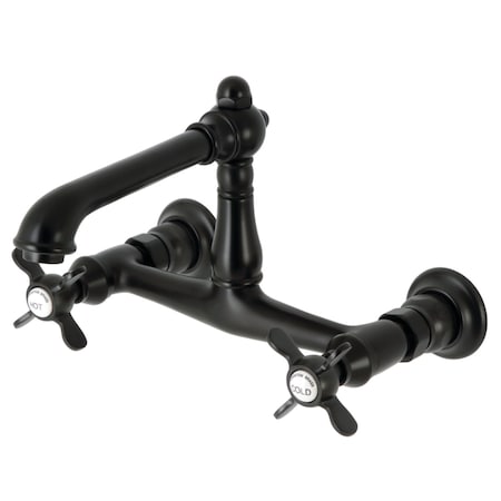 Kingston Brass KS7240BEX Two-Handle Wall Mount Bathroom Faucet, Matte Black KS7240BEX